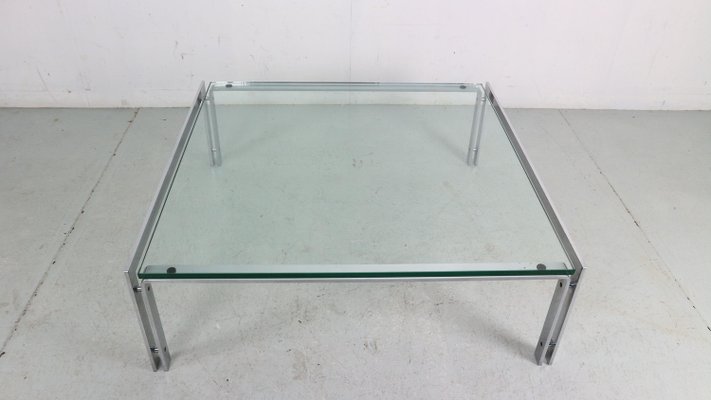 Large Dutch Metaform Steel & Glass Coffee Table attributed to Hank Kwint, 1970-DT-2026171