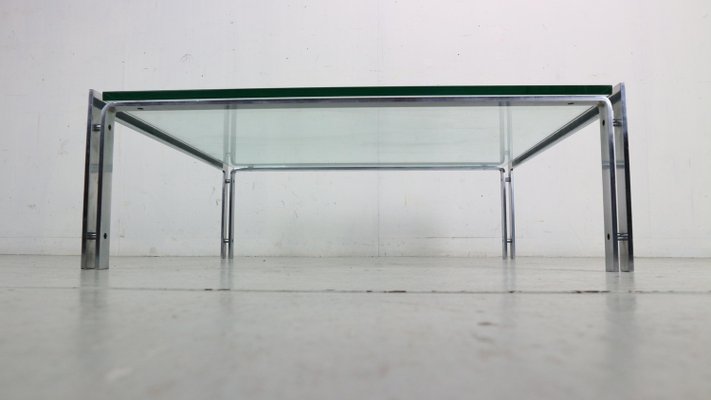 Large Dutch Metaform Steel & Glass Coffee Table attributed to Hank Kwint, 1970-DT-2026171