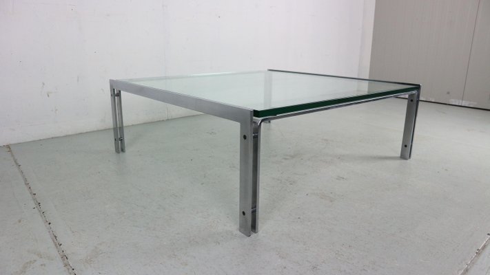 Large Dutch Metaform Steel & Glass Coffee Table attributed to Hank Kwint, 1970-DT-2026171