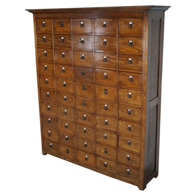 Large Dutch Oak Apothecary Cabinet with Enamel Shields, 1900s-XO-1778192