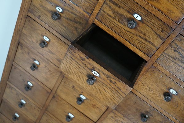 Large Dutch Oak Apothecary Cabinet with Enamel Shields, 1900s-XO-1778192