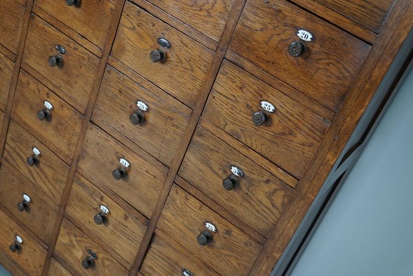 Large Dutch Oak Apothecary Cabinet with Enamel Shields, 1900s-XO-1778192