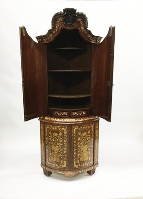 Large Early 18th Century Dutch Marquetry Corner Cupboard-UCH-1224700