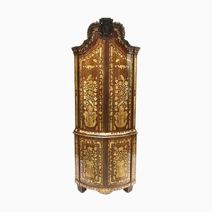 Large Early 18th Century Dutch Marquetry Corner Cupboard-UCH-1224700