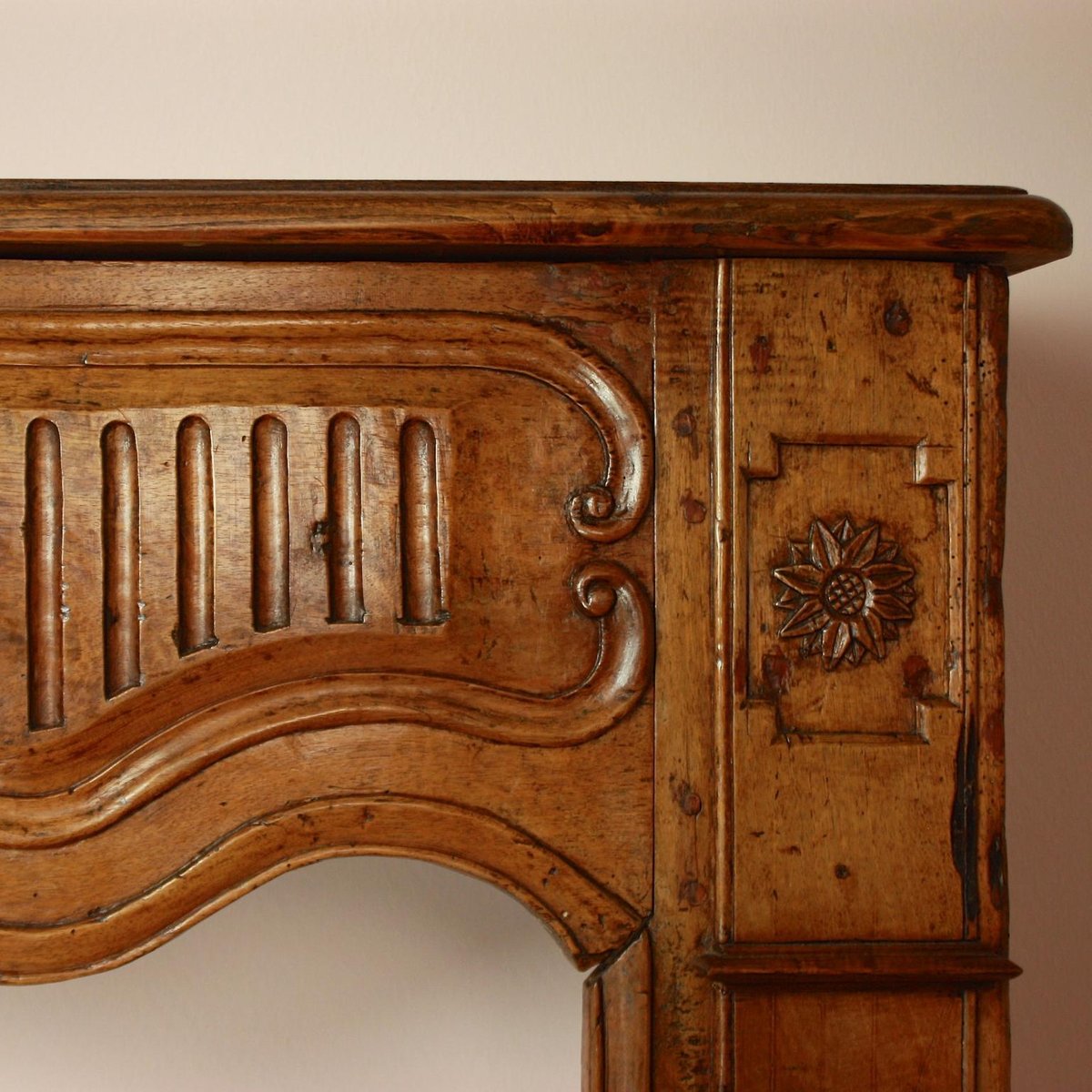 Large Early-18th Century Provincial Walnut Fire Surround