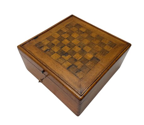 Large Early 20th Century Square Inlaid Wood Chessboard Box, Italy, 1900s-JDR-1131936