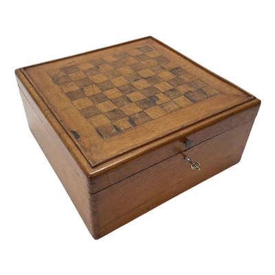 Large Early 20th Century Square Inlaid Wood Chessboard Box, Italy, 1900s-JDR-1131936