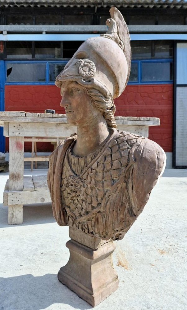 Large Early 20th Century Terracotta Bust of Athena