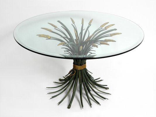 Large Ears of Wheat Green and Gold-Plated Coffee Table, 1970s-RR-992921