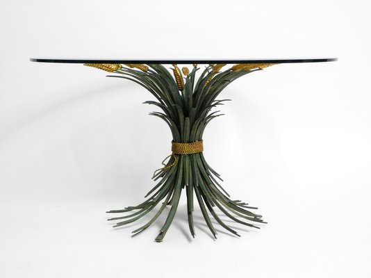 Large Ears of Wheat Green and Gold-Plated Coffee Table, 1970s-RR-992921