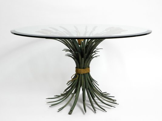 Large Ears of Wheat Green and Gold-Plated Coffee Table, 1970s-RR-992921