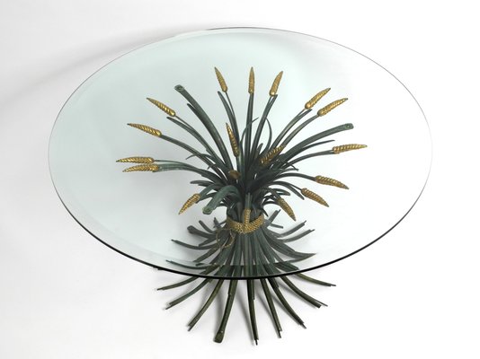 Large Ears of Wheat Green and Gold-Plated Coffee Table, 1970s-RR-992921