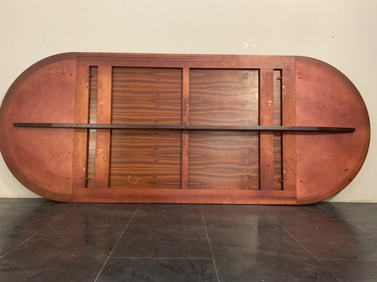 Large Elliptical Table in Solid Rosewood and Mahogany Feather Design, Italy, 1960-IJR-1145083