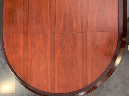 Large Elliptical Table in Solid Rosewood and Mahogany Feather Design, Italy, 1960-IJR-1145083