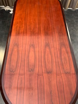 Large Elliptical Table in Solid Rosewood and Mahogany Feather Design, Italy, 1960-IJR-1145083