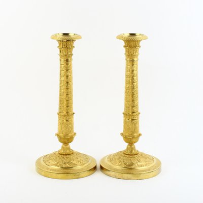 Large Empire Candlesticks in the shape of Trajan's Column, France, 1815, Set of 2-KMT-1257775