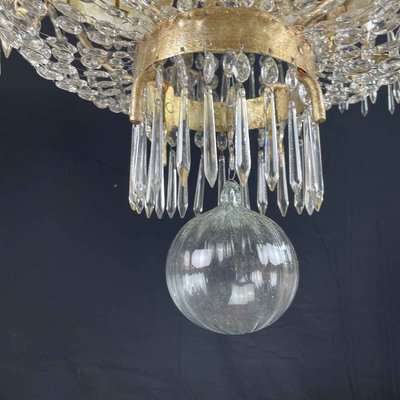 Large Empire Chandelier in Gilded Iron and Crystal Lights, 1780s-TBU-2017590