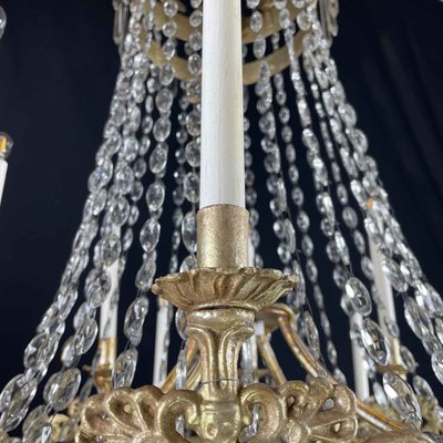 Large Empire Chandelier in Gilded Iron and Crystal Lights, 1780s-TBU-2017590