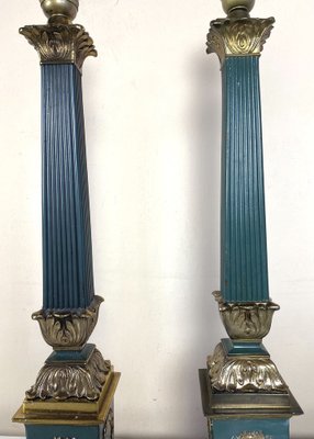 Large Empire Green and Gold Table Lamps, 1950s, France, Set of 2-WZZ-1373056