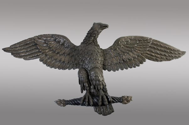 Large Empire Period Carved Eagle in Oak and Beechwood, France-LQ-957215