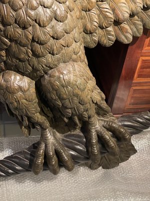 Large Empire Period Carved Eagle in Oak and Beechwood, France-LQ-957215