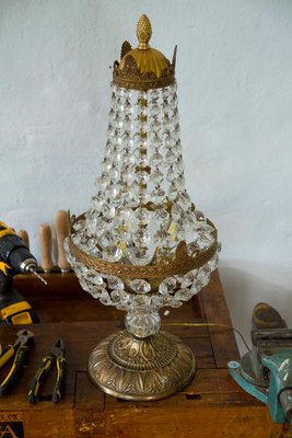 Large Empire Style Table Lamp with 3 Lights, 1950s-QES-1004448