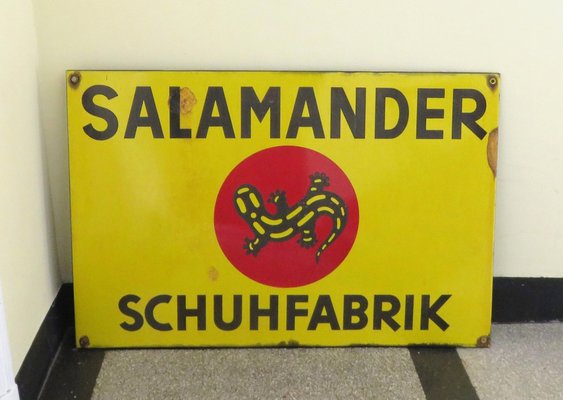 Large Enamel Sign from Salamander Schuhfabrik, 1950s-EY-1396822