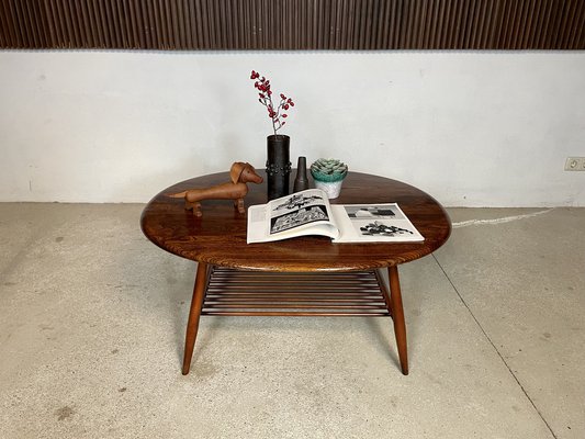 Large English Oval Coffee Table by Lucian Randolph Ercolani for Ercol, 1950s-JP-1191375