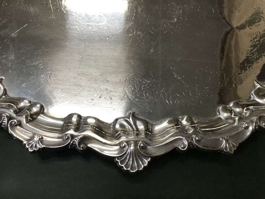 Large English Silver Metal Tray, 1930s-QYF-1722481