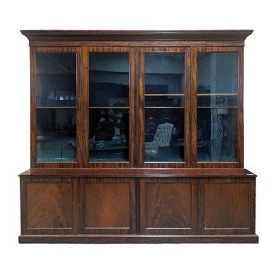 Large English Style Bookcase in Cuban Mahogany-HLV-1819743