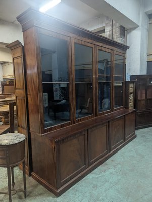 Large English Style Bookcase in Cuban Mahogany-HLV-1819743