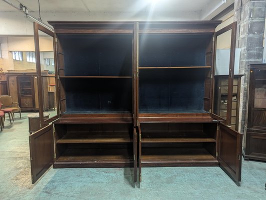 Large English Style Bookcase in Cuban Mahogany-HLV-1819743