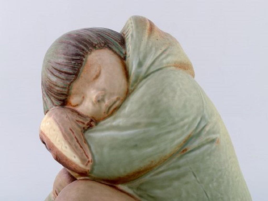 Large Eskimo Girl Sculpture in Glazed Ceramic from Lladro, Spain, 1980s