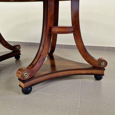 Large Extendable Dining Table in Walnut with Oval Shape and Carved Bases-ITF-2026914