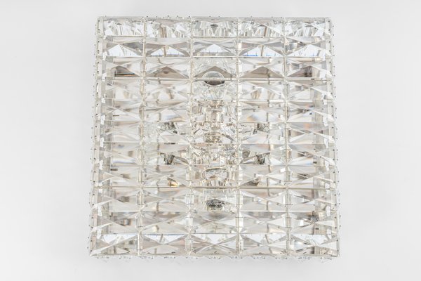 Large Faceted Crystal Flush Mount in the Style of Kinkeldey, Germany, 1960s-UGR-1410505