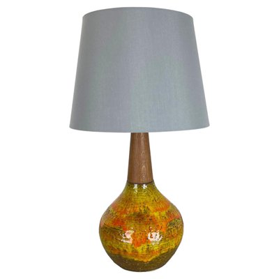 Large Fat Lava and Teak Lamp from Krösselbach Ceramic, Germany, 1970s-QZ-1307129