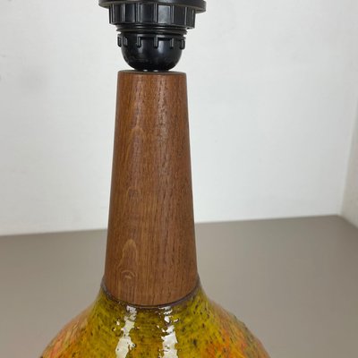 Large Fat Lava and Teak Lamp from Krösselbach Ceramic, Germany, 1970s-QZ-1307129