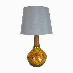 Large Fat Lava and Teak Lamp from Krösselbach Ceramic, Germany, 1970s-QZ-1307129