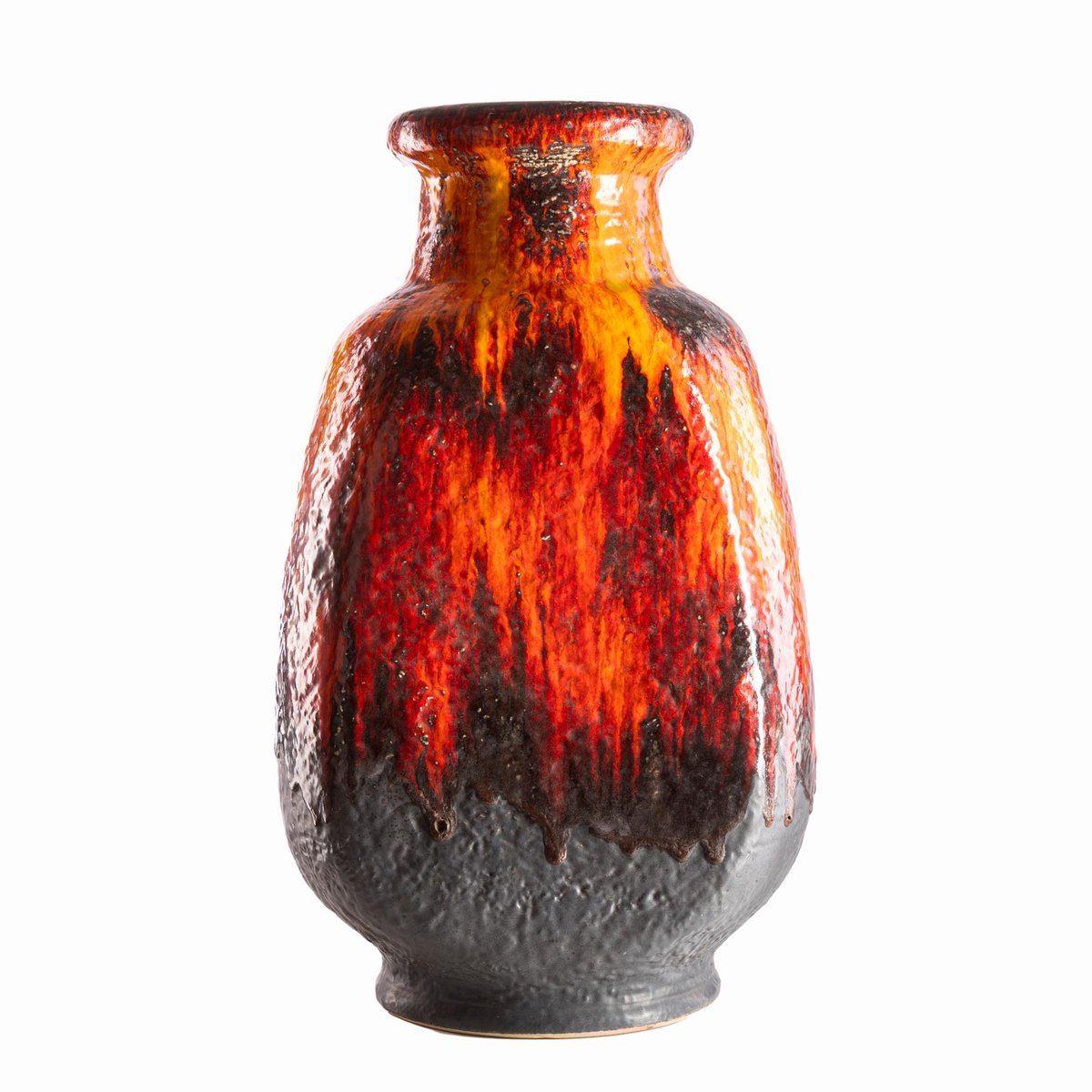 Large Fat Lava Model 608/50 Red Fire Floor Vase by Dumler & Breiden, Germany, 1960s