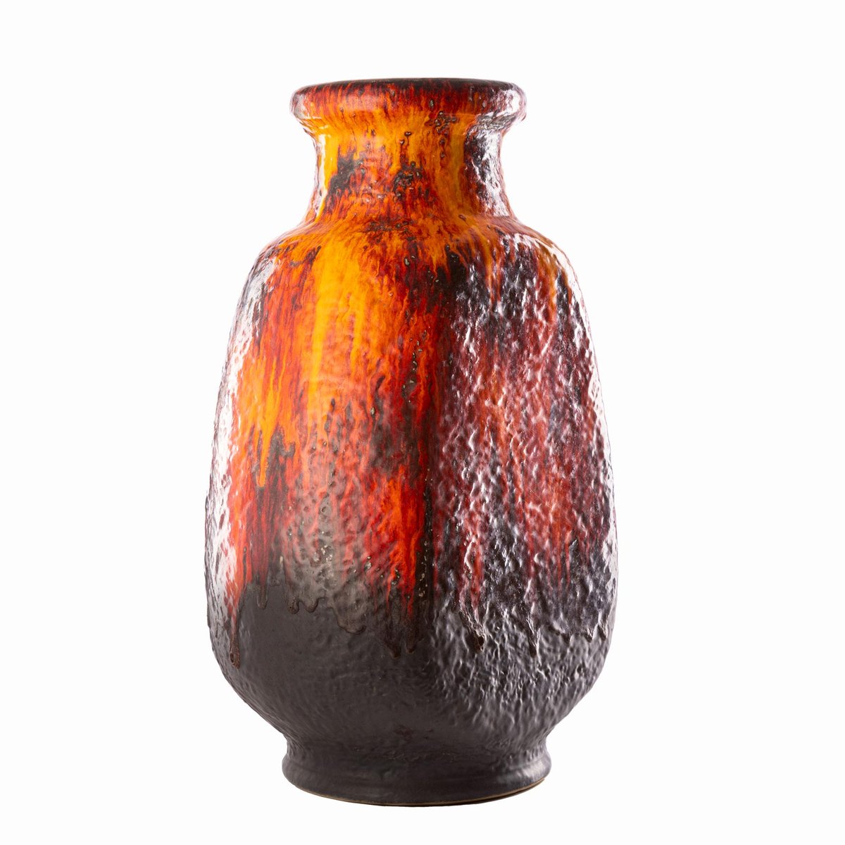 Large Fat Lava Model 608/50 Red Fire Floor Vase by Dumler & Breiden, Germany, 1960s