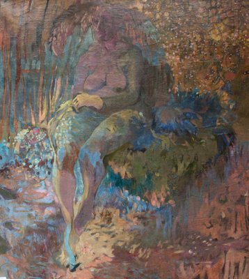 Large Female Nude in a Surrealist Landscape, Oil on Canvas-FSD-1361885