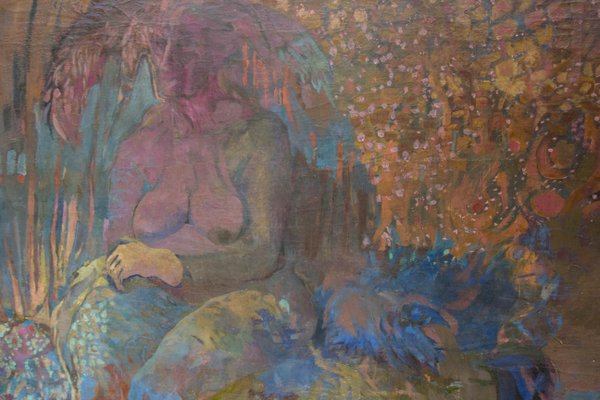 Large Female Nude in a Surrealist Landscape, Oil on Canvas-FSD-1361885