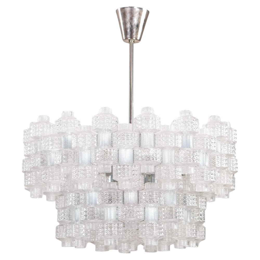 Large Festival Chandelier attributed to Gert Nyström for Orrefors, 1950s