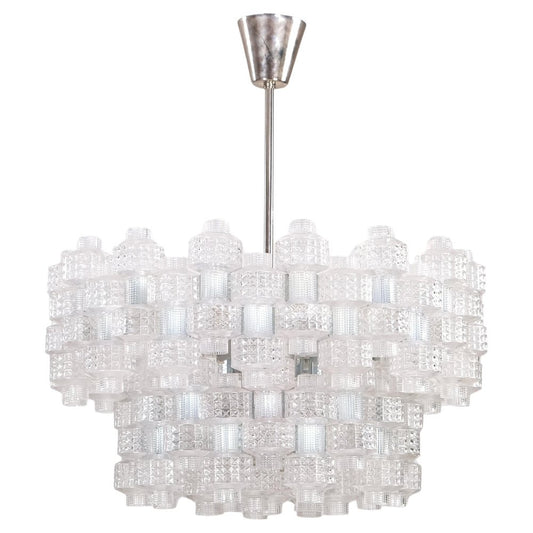 Large Festival Chandelier attributed to Gert Nyström for Orrefors, 1950s