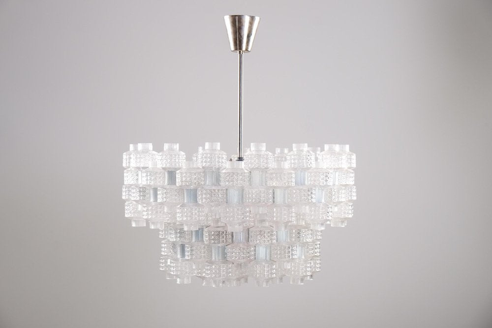 Large Festival Chandelier attributed to Gert Nyström for Orrefors, 1950s