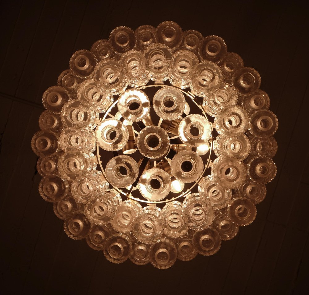 Large Festival Chandelier attributed to Gert Nyström for Orrefors, 1950s