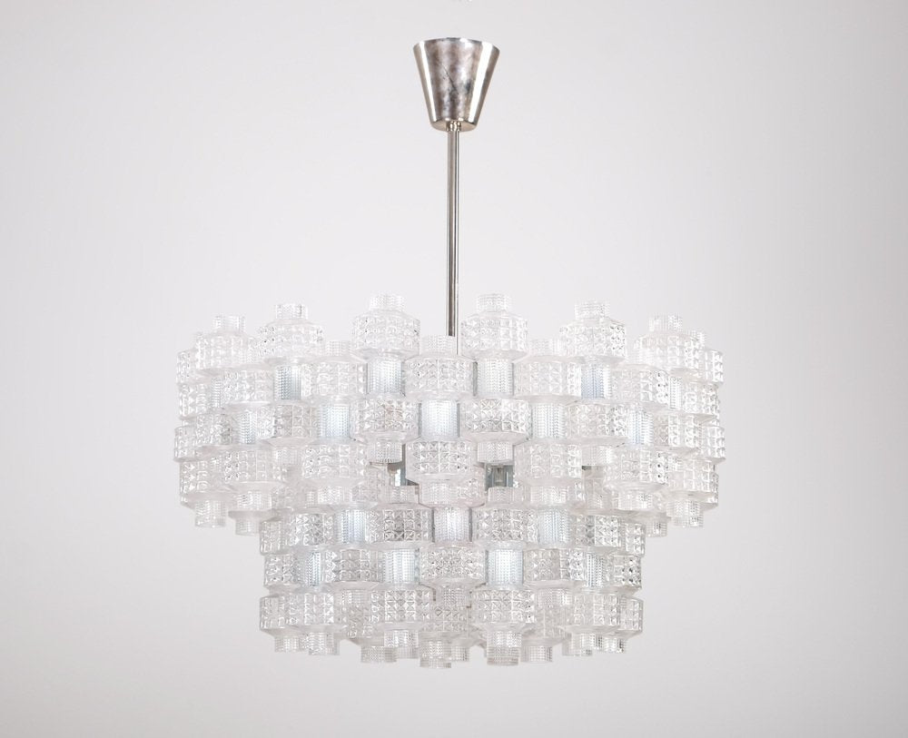 Large Festival Chandelier attributed to Gert Nyström for Orrefors, 1950s