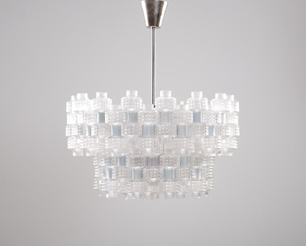 Large Festival Chandelier attributed to Gert Nyström for Orrefors, 1950s