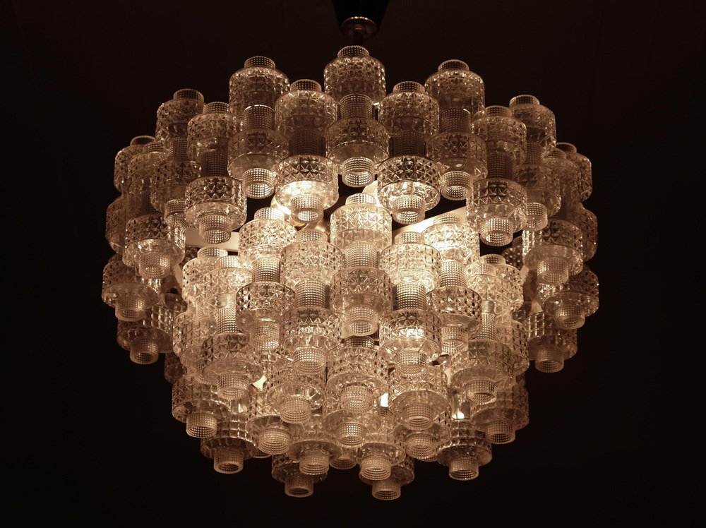 Large Festival Chandelier attributed to Gert Nyström for Orrefors, 1950s