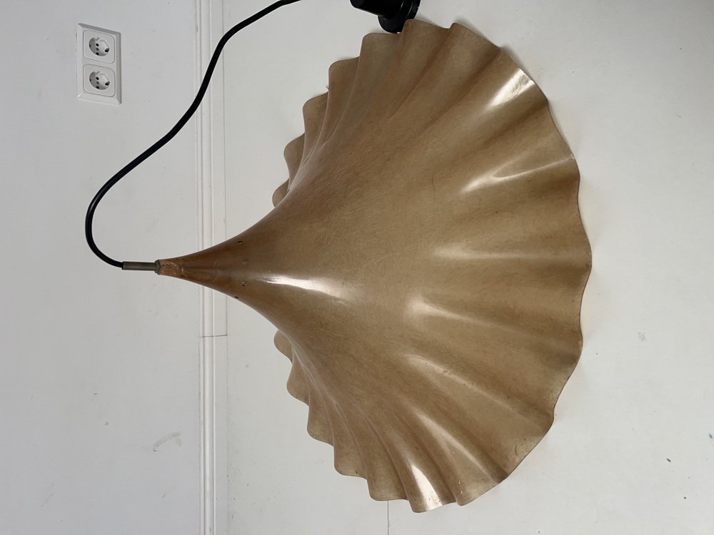 Large Fibreglass Pedant Light with Pleated Edging, 1970s